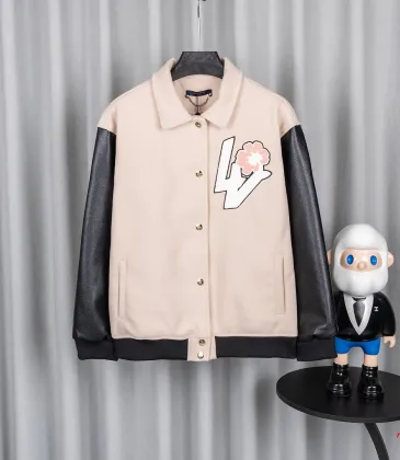 Louis Vuitton Cream Wool Leather Sleeve Heavy Embroidery Varsity Jacket #B68984