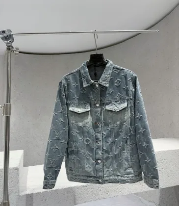 Louis Vuitton Monogram Jacquard Denim Trucker Jacket, Vintage Blue #B68816 Louis Vuitton Monogram Jacquard Denim Trucker Jacket, Vintage Blue #B68816