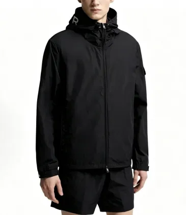 Moncler Hooded Full‑Zip Windbreaker Jacket, Black #B68267 Moncler Hooded Full‑Zip Windbreaker Jacket, Black #B68267
