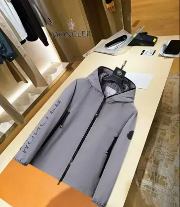 Moncler Letter‑Print Hooded Full‑Zip Windbreaker Jacket, Light Gray #B68282 Moncler Letter‑Print Hooded Full‑Zip Windbreaker Jacket, Light Gray #B68282