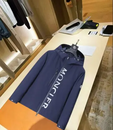 Moncler Letter‑Print Hooded Full‑Zip Windbreaker Jacket, Navy Blue #B68285 Moncler Letter‑Print Hooded Full‑Zip Windbreaker Jacket, Navy Blue #B68285