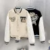 Off-White Black Wool White Sleeve Crocodile Embroidery Varsity Jacket #B68990