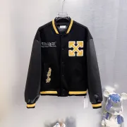 Off-White Yellow Arrow Embroidered Varsity Jacket, Black #B69189 Off-White Yellow Arrow Embroidered Varsity Jacket, Black #B69189