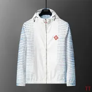 Casablanca Men Printed Hooded Zip‑Up Jacket | White‑Blue Print #B67961 Casablanca Men Printed Hooded Zip‑Up Jacket | White‑Blue Print #B67961