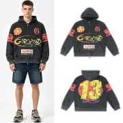 Godspeed Distressed 13 Graphic Zip‑Up Hoodie Streetwear Jacket Black #B67651 Godspeed Distressed 13 Graphic Zip‑Up Hoodie Streetwear Jacket Black #B67651