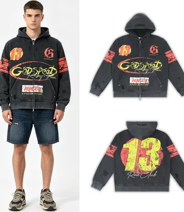 Godspeed Distressed 13 Graphic Zip‑Up Hoodie Streetwear Jacket Black #B67651 Godspeed Distressed 13 Graphic Zip‑Up Hoodie Streetwear Jacket Black #B67651