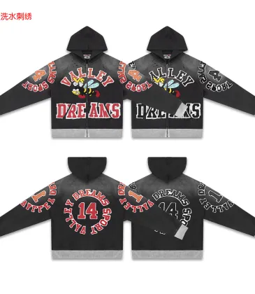 Valley High 14 Dreams Letter Print Zip‑Up Hoodie Street Jacket Black #B67655 Valley High 14 Dreams Letter Print Zip‑Up Hoodie Street Jacket Black #B67655