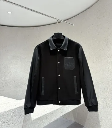 Prada Dark Style Varsity Baseball Jacket, Black Leather &amp; Wool Blend #B68851