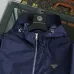 Prada Triangle Logo Hooded Full‑Zip Windbreaker Jacket, Navy #B68272