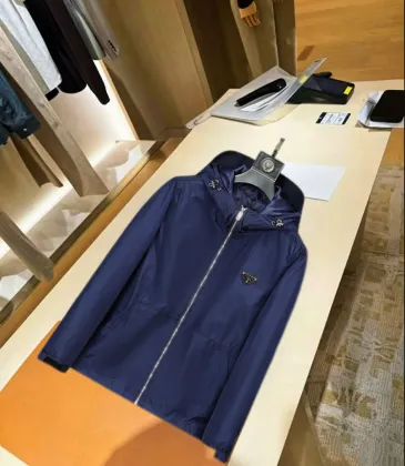 Prada Triangle Logo Hooded Full‑Zip Windbreaker Jacket, Navy #B68272 Prada Triangle Logo Hooded Full‑Zip Windbreaker Jacket, Navy #B68272