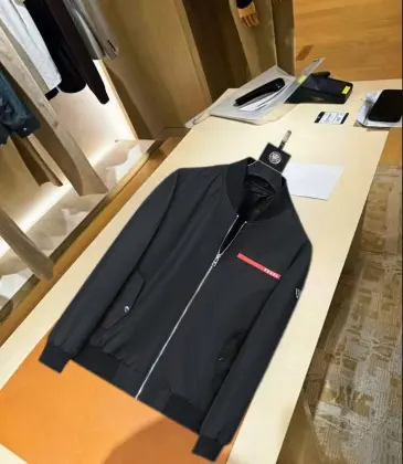 Prada Triangle Logo Red‑Tag Bomber Full‑Zip Jacket, Black #B68273 Prada Triangle Logo Red‑Tag Bomber Full‑Zip Jacket, Black #B68273