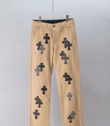 Chrome Hearts Checkered Cross Patch Denim Straight Pants, Khaki #B68038 Chrome Hearts Checkered Cross Patch Denim Straight Pants, Khaki #B68038