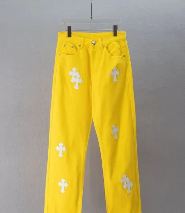 Chrome Hearts Cross Patch Straight Denim Jeans, Yellow #B68036 Chrome Hearts Cross Patch Straight Denim Jeans, Yellow #B68036