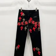 Chrome Hearts Red, White, Black, & Leopard Cross Patch Carpenter Pants #A53418 Chrome Hearts Red, White, Black, & Leopard Cross Patch Carpenter Pants #A53418