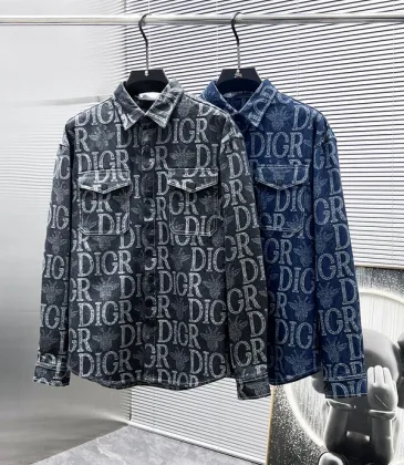 D-ior shirts for D-ior Long-Sleeved Shirts for men Black/Blue #A53761