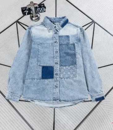 Louis Vuitton Monogram Patchwork Washed Denim Long Sleeve Shirt #B67462