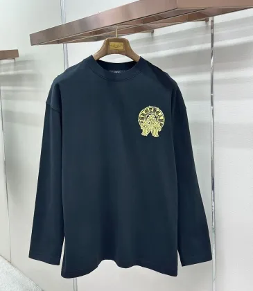 Chrome Hearts Colored Horseshoe Cross Long‑Sleeve Tee, White‑Red, Black‑Gold #B68061 Chrome Hearts Colored Horseshoe Cross Long‑Sleeve Tee, White‑Red, Black‑Gold #B68061