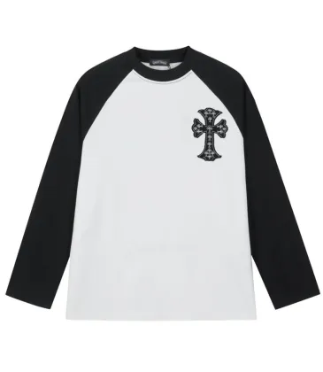 Chrome Hearts Cross Patch Raglan Long‑Sleeve Tee, Red‑White, Black‑White #B68058 Chrome Hearts Cross Patch Raglan Long‑Sleeve Tee, Red‑White, Black‑White #B68058