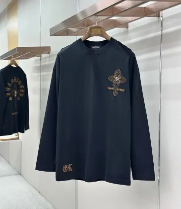 Chrome Hearts Cross & Scroll Graphic Long‑Sleeve Tee, White, Beige, Black #B68060 Chrome Hearts Cross & Scroll Graphic Long‑Sleeve Tee, White, Beige, Black #B68060