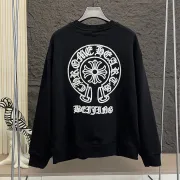 Chrome Hearts Horseshoe Logo Embroidered Crewneck Sweatshirt, Black, White #B68039