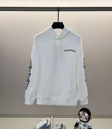 Chrome Hearts White Hoodie With Intricate Gothic Pink Black Logo And Sleeve Patterns #A54422 Chrome Hearts White Hoodie With Intricate Gothic Pink Black Logo And Sleeve Patterns #A54422