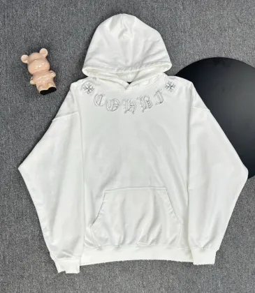 Chrome Hearts White/Black/Blue Hoodie Featuring Gothic Cross and Letter Embroidery Artwork #A54266 Chrome Hearts White/Black/Blue Hoodie Featuring Gothic Cross and Letter Embroidery Artwork #A54266