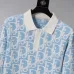 Dior Men All Over Logo Jacquard Polo Knit Sweater Light Blue, Black #B69139