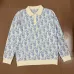 Dior Men All Over Logo Jacquard Polo Knit Sweater Light Blue, Black #B69139