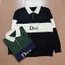 Dior Men Color Block Stripe Polo Knit Sweater Green, Black #B69144