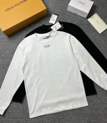 Dior Metal Tag Logo Crew‑Neck Long‑Sleeve Tee Black White #B67880