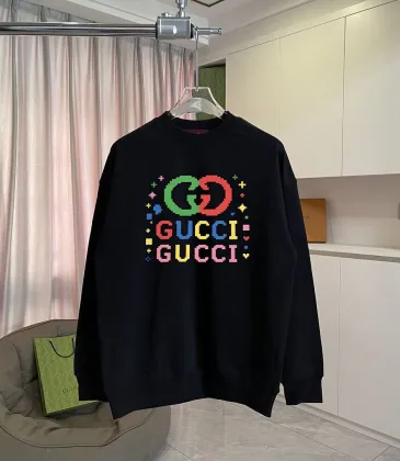 Gucci Crewneck Sweatshirt Colorful Pixel Interlocking GG Logo, Black, Cream White #B68580