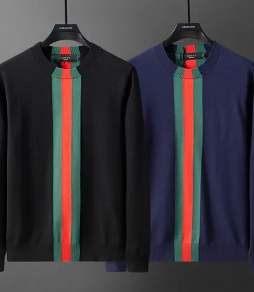 Gucci Web Stripe Crew-Neck Knit Sweater, Black, Navy Blue #B68007