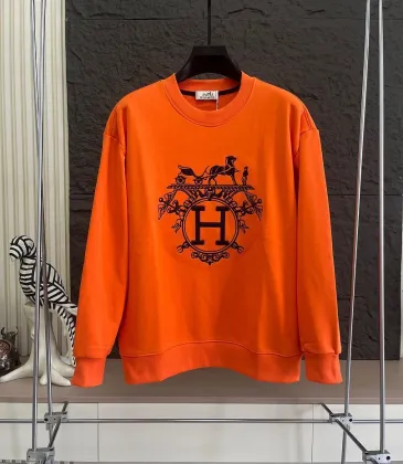 Hermès Carriage H Logo Print Crewneck Sweatshirt, Black, White, Orange #B68040