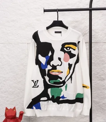 Louis Vuitton Colorful Face Jacquard Crewneck Sweater, White #B68819 Louis Vuitton Colorful Face Jacquard Crewneck Sweater, White #B68819