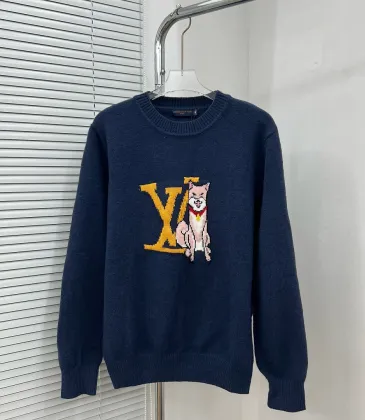 Brand L Dog Graphic LV Logo Crewneck Knit Sweater, Navy #B69198 Brand L Dog Graphic LV Logo Crewneck Knit Sweater, Navy #B69198
