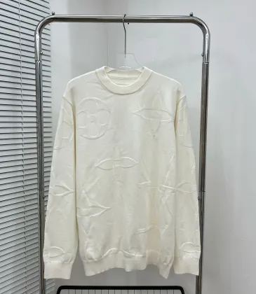Louis Vuitton Embossed Monogram Crew Neck Knit Sweater White &amp; Black #B67650