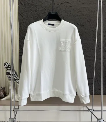 Louis Vuitton Fringed LV Patch Crewneck Sweatshirt, White, Black #B68043