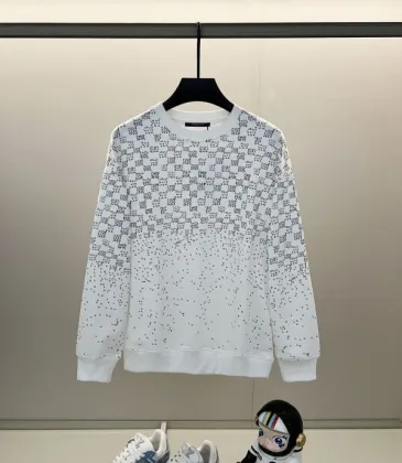 Louis Vuitton Inspired White Sweatshirt With Gradient Checkerboard Pattern And Brand Patch #A54416