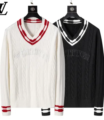 Brand L Men Cable Knit V-Neck Sweater White, Black #B69138 Brand L Men Cable Knit V-Neck Sweater White, Black #B69138