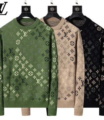 Brand L Men Monogram Jacquard Polo Knit Sweater Brown, Black #B69141 Brand L Men Monogram Jacquard Polo Knit Sweater Brown, Black #B69141