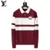 Louis Vuitton Men Striped Polo Knit Sweater Burgundy, Black #B69145