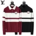 Louis Vuitton Men Striped Polo Knit Sweater Burgundy, Black #B69145