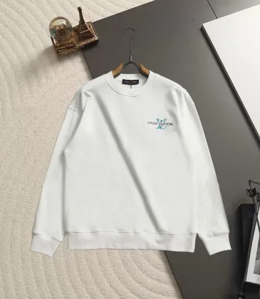 Louis Vuitton Monogram Embroidery Front Back Crew Neck Pullover Sweatshirt for Men Black White #B67386