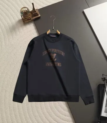 Louis Vuitton Vintage Gold Embroidered Letter Logo Crew Neck Pullover Sweatshirt For Men Black #B67385