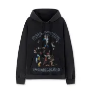 Off - White Black Hoodie With Artistic Graphic And Brand Tribute Design #A54248 Off - White Black Hoodie With Artistic Graphic And Brand Tribute Design #A54248
