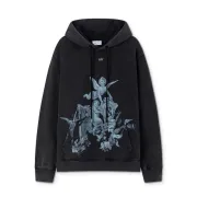 Off - White Black Hoodie With Cherub Graphic And Branded Detailing #A54249 Off - White Black Hoodie With Cherub Graphic And Branded Detailing #A54249