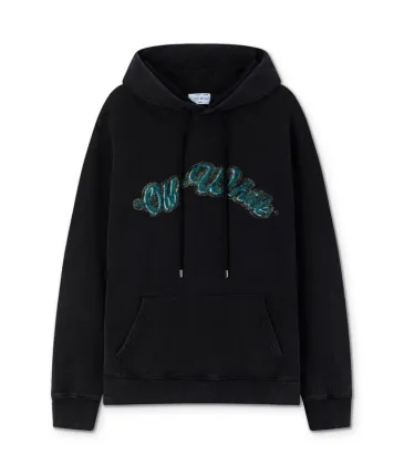 Off White Black Hoodie with Blue Green Glitter Logo and Front Pocket for Men and Women #A54251 Off White Black Hoodie with Blue Green Glitter Logo and Front Pocket for Men and Women #A54251