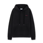 Off - White Black Washed Hoodie With Subtle Red Brand Logo #A54250 Off - White Black Washed Hoodie With Subtle Red Brand Logo #A54250