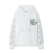 Off White Hoodie With Artistic Back Print Featuring Cherubs Car And Brand Elements Black/White #A54326 Off White Hoodie With Artistic Back Print Featuring Cherubs Car And Brand Elements Black/White #A54326