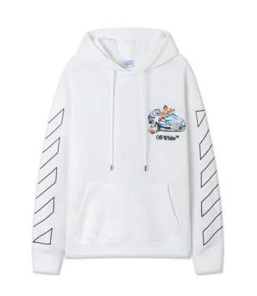 Off White Hoodie With Artistic Back Print Featuring Cherubs Car And Brand Elements Black/White #A54326 Off White Hoodie With Artistic Back Print Featuring Cherubs Car And Brand Elements Black/White #A54326